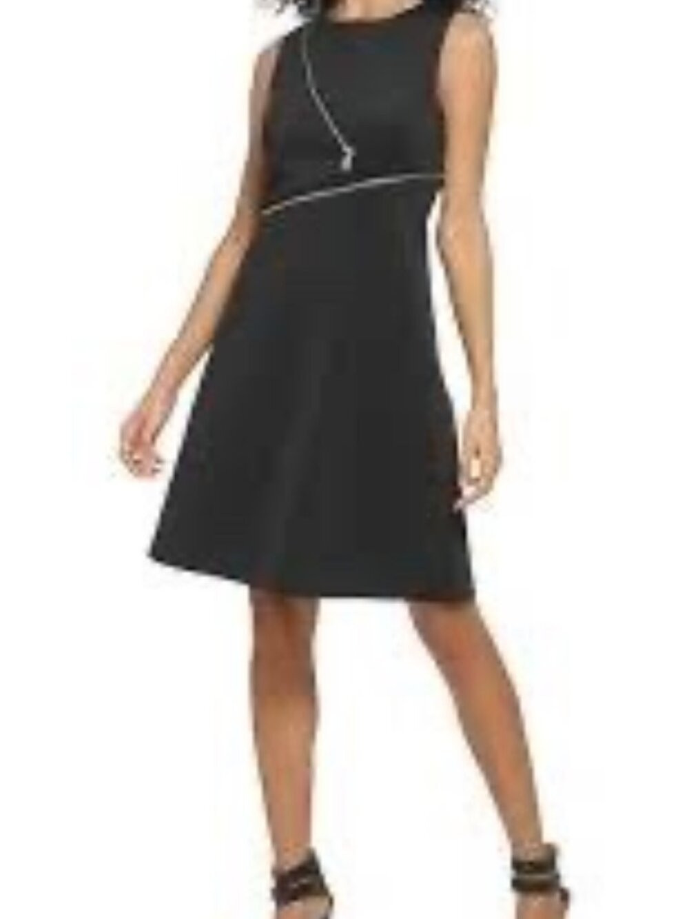 Black Sleeveless A line Dress with Silver Zippers